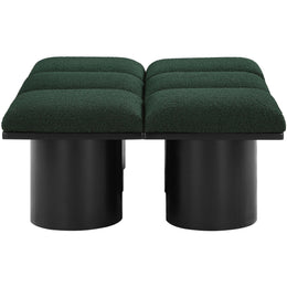 Meridian Pavilion Green Boucle Fabric Bench