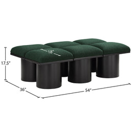 Meridian Pavilion Green Boucle Fabric Bench