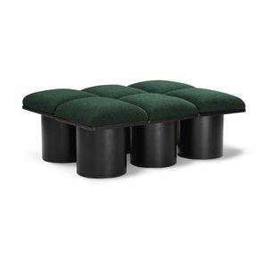 Meridian Pavilion Green Boucle Fabric Bench