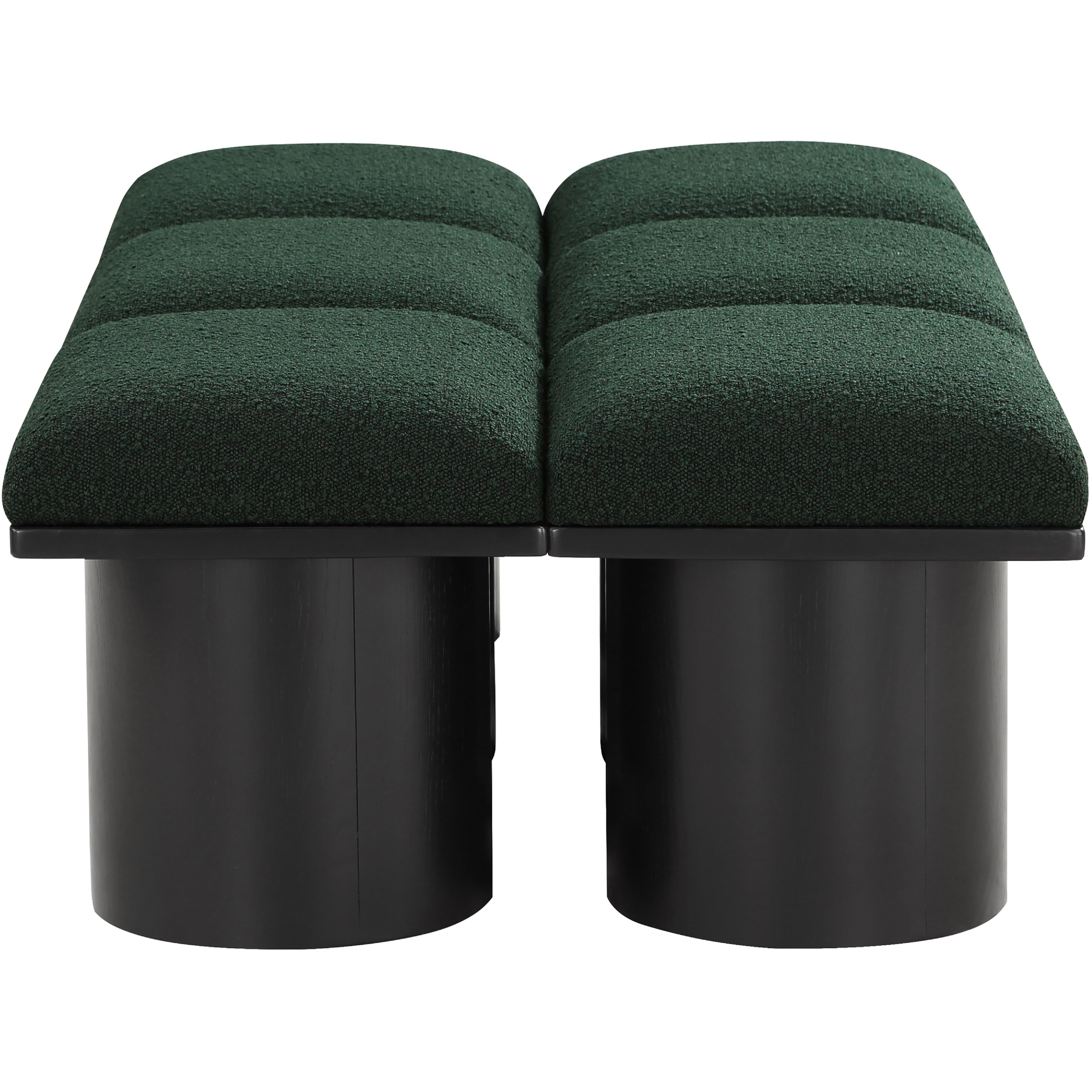 Meridian Pavilion Green Boucle Fabric Bench