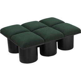 Meridian Pavilion Green Boucle Fabric Bench