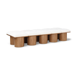 Meridian Pavilion Cream Boucle Fabric Bench
