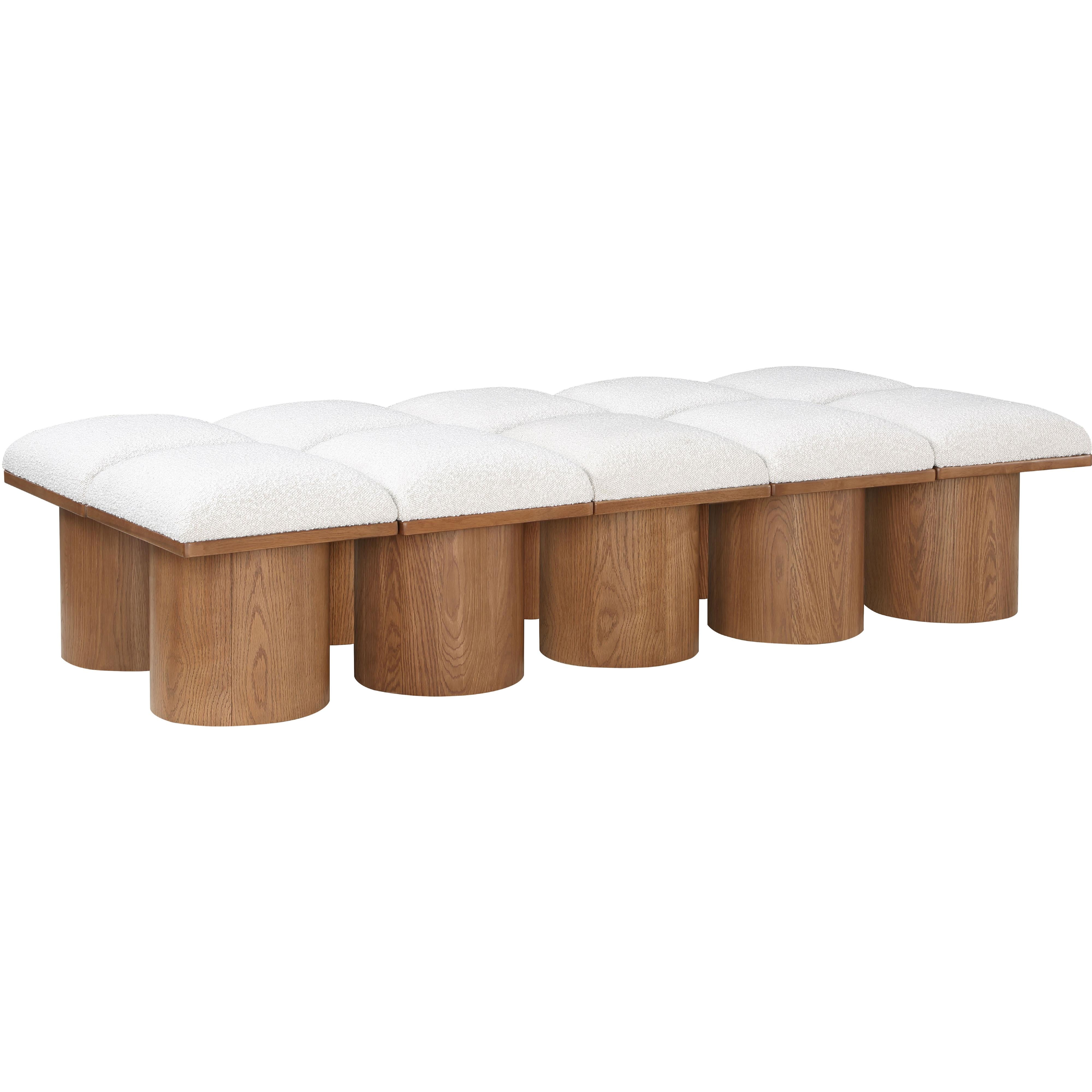 Meridian Pavilion Cream Boucle Fabric Bench