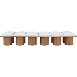 Meridian Pavilion Cream Boucle Fabric Bench