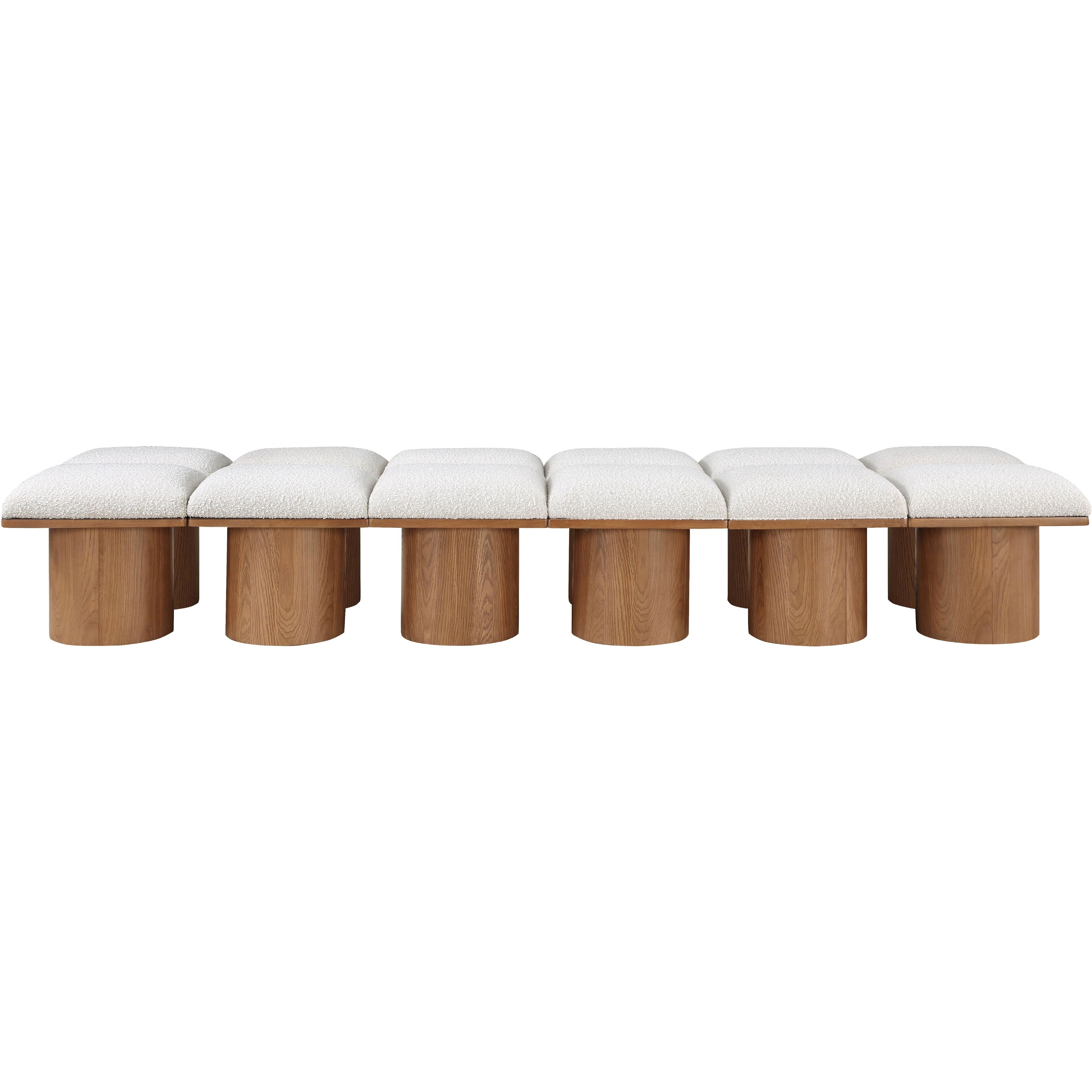Meridian Pavilion Cream Boucle Fabric Bench