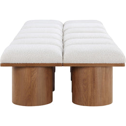 Meridian Pavilion Cream Boucle Fabric Bench