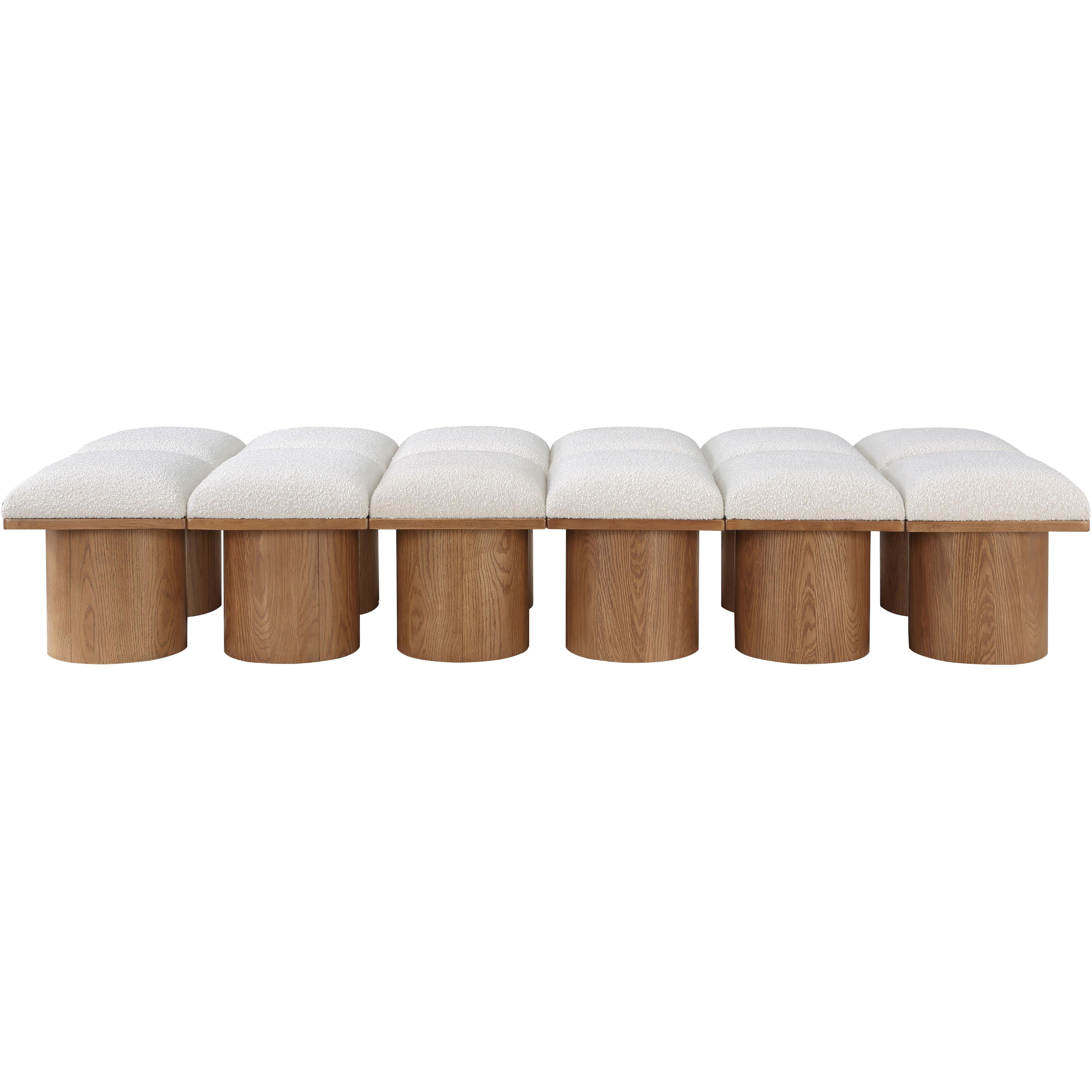 Meridian Pavilion Cream Boucle Fabric Bench