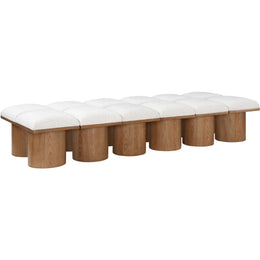 Meridian Pavilion Cream Boucle Fabric Bench