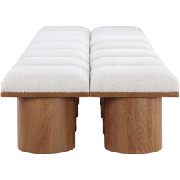 Meridian Pavilion Cream Boucle Fabric Bench