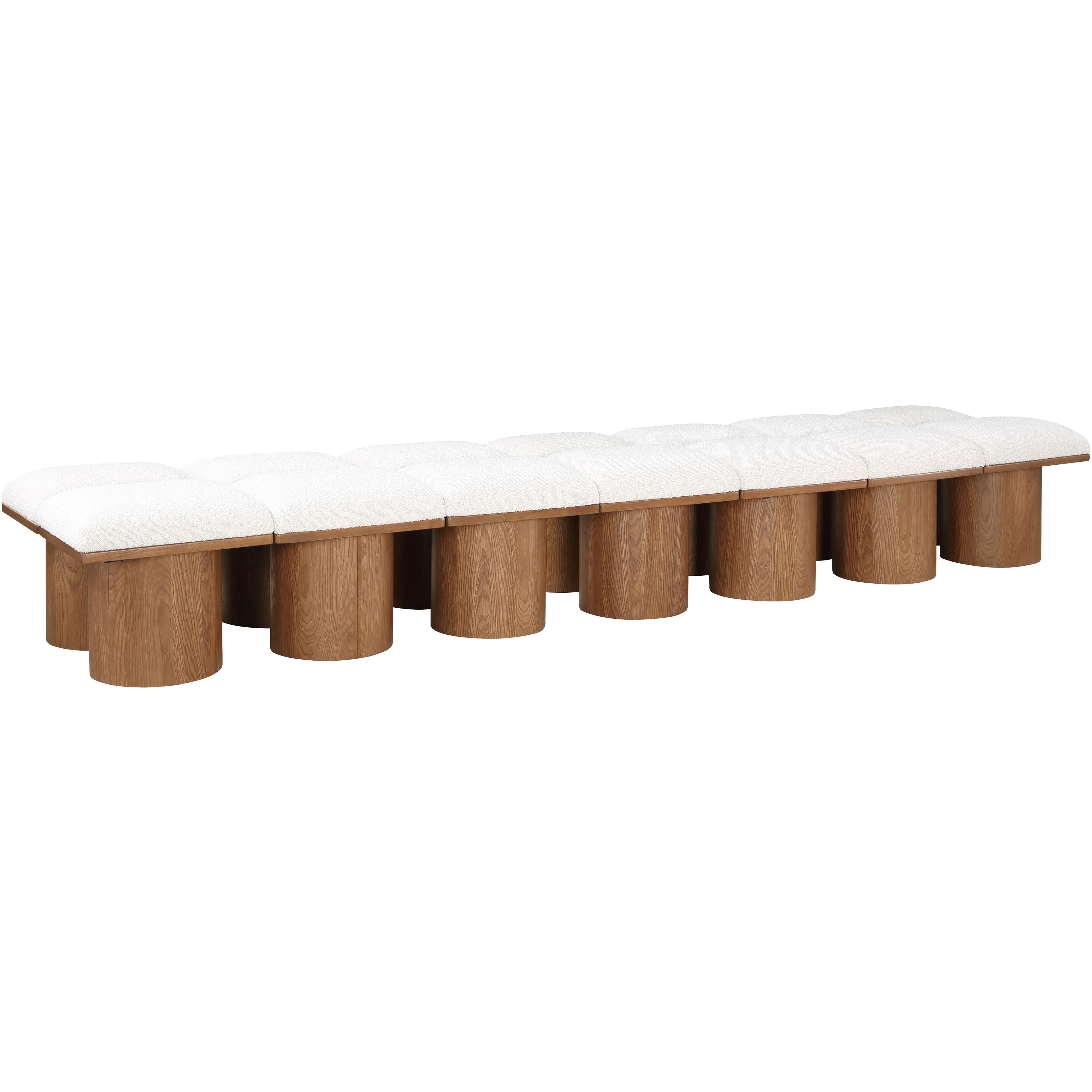 Meridian Pavilion Cream Boucle Fabric Bench