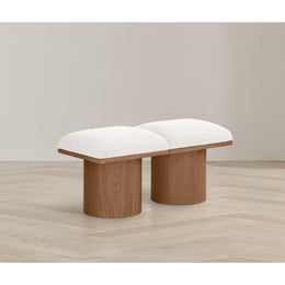 Meridian Pavilion Cream Boucle Fabric Bench