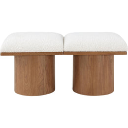 Meridian Pavilion Cream Boucle Fabric Bench