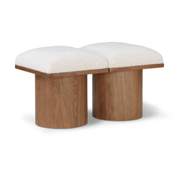 Meridian Pavilion Cream Boucle Fabric Bench