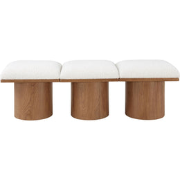 Meridian Pavilion Cream Boucle Fabric Bench