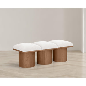 Meridian Pavilion Cream Boucle Fabric Bench