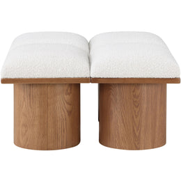 Meridian Pavilion Cream Boucle Fabric Bench