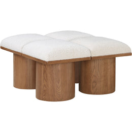 Meridian Pavilion Cream Boucle Fabric Bench