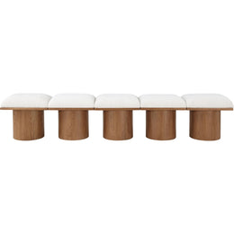 Meridian Pavilion Cream Boucle Fabric Bench