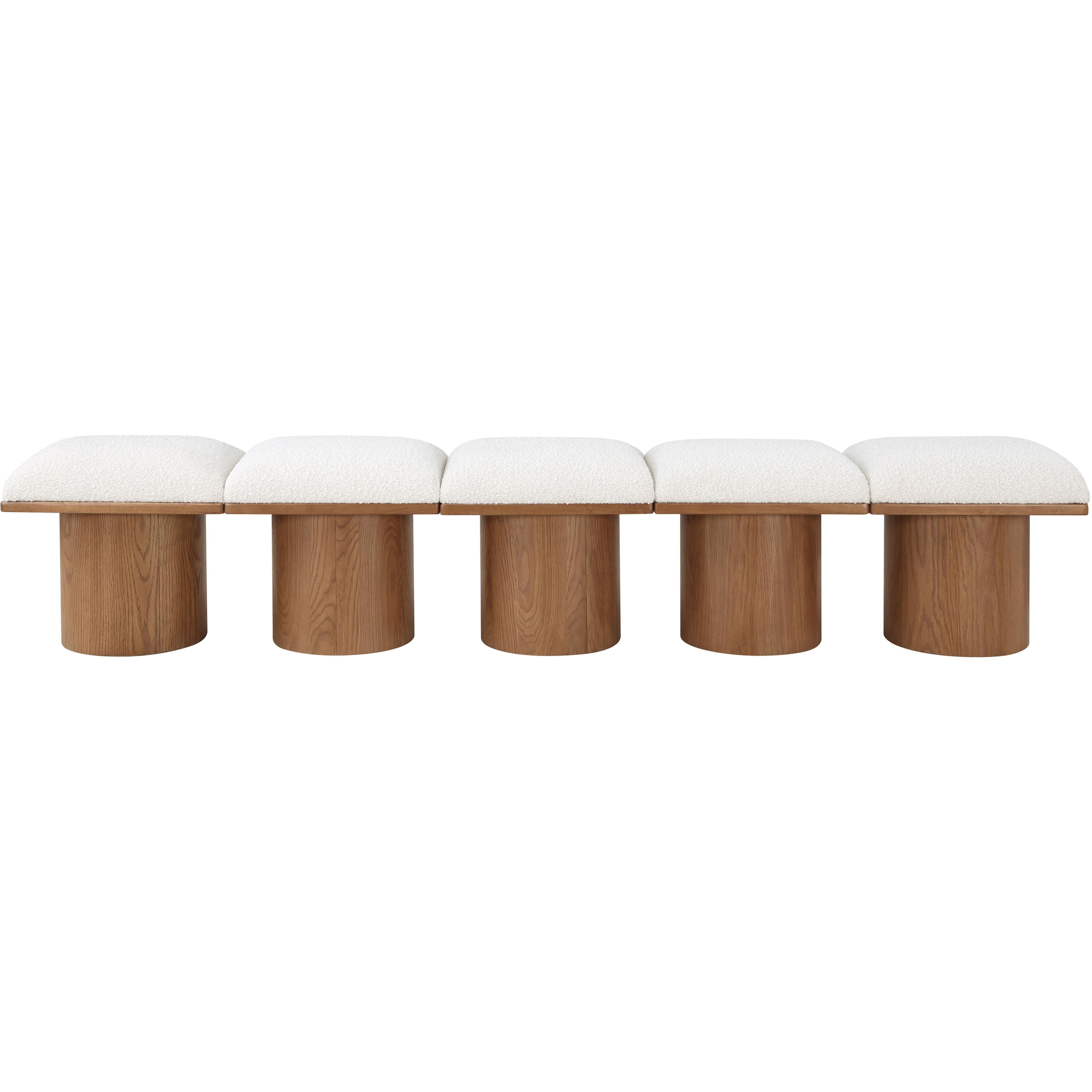 Meridian Pavilion Cream Boucle Fabric Bench