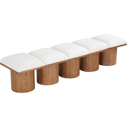 Meridian Pavilion Cream Boucle Fabric Bench