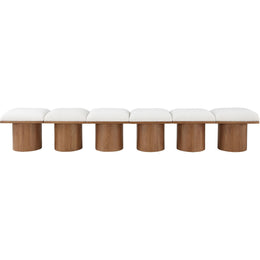 Meridian Pavilion Cream Boucle Fabric Bench