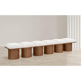 Meridian Pavilion Cream Boucle Fabric Bench