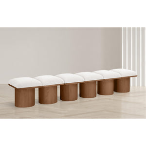 Meridian Pavilion Cream Boucle Fabric Bench