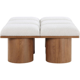 Meridian Pavilion Cream Boucle Fabric Bench