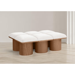 Meridian Pavilion Cream Boucle Fabric Bench