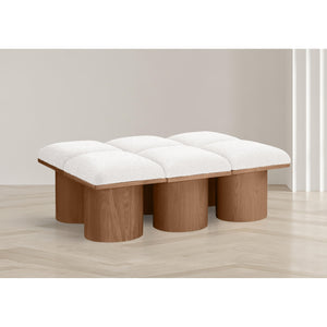 Meridian Pavilion Cream Boucle Fabric Bench