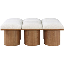 Meridian Pavilion Cream Boucle Fabric Bench
