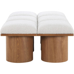 Meridian Pavilion Cream Boucle Fabric Bench