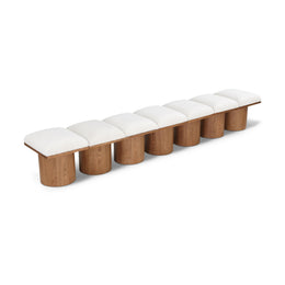 Meridian Pavilion Cream Boucle Fabric Bench