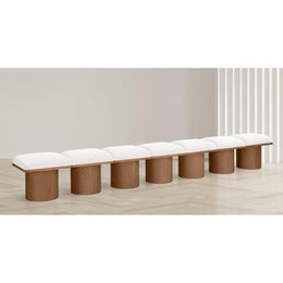 Meridian Pavilion Cream Boucle Fabric Bench