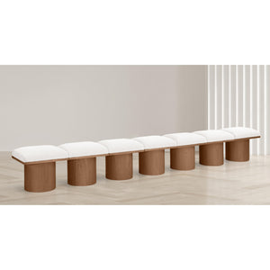 Meridian Pavilion Cream Boucle Fabric Bench
