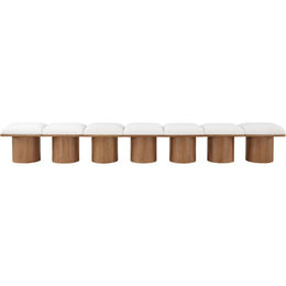 Meridian Pavilion Cream Boucle Fabric Bench