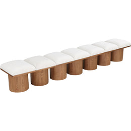 Meridian Pavilion Cream Boucle Fabric Bench