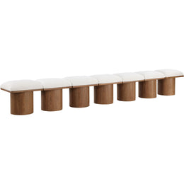 Meridian Pavilion Cream Boucle Fabric Bench