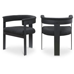 Meridian Romeo Black Boucle Fabric Dining Chair