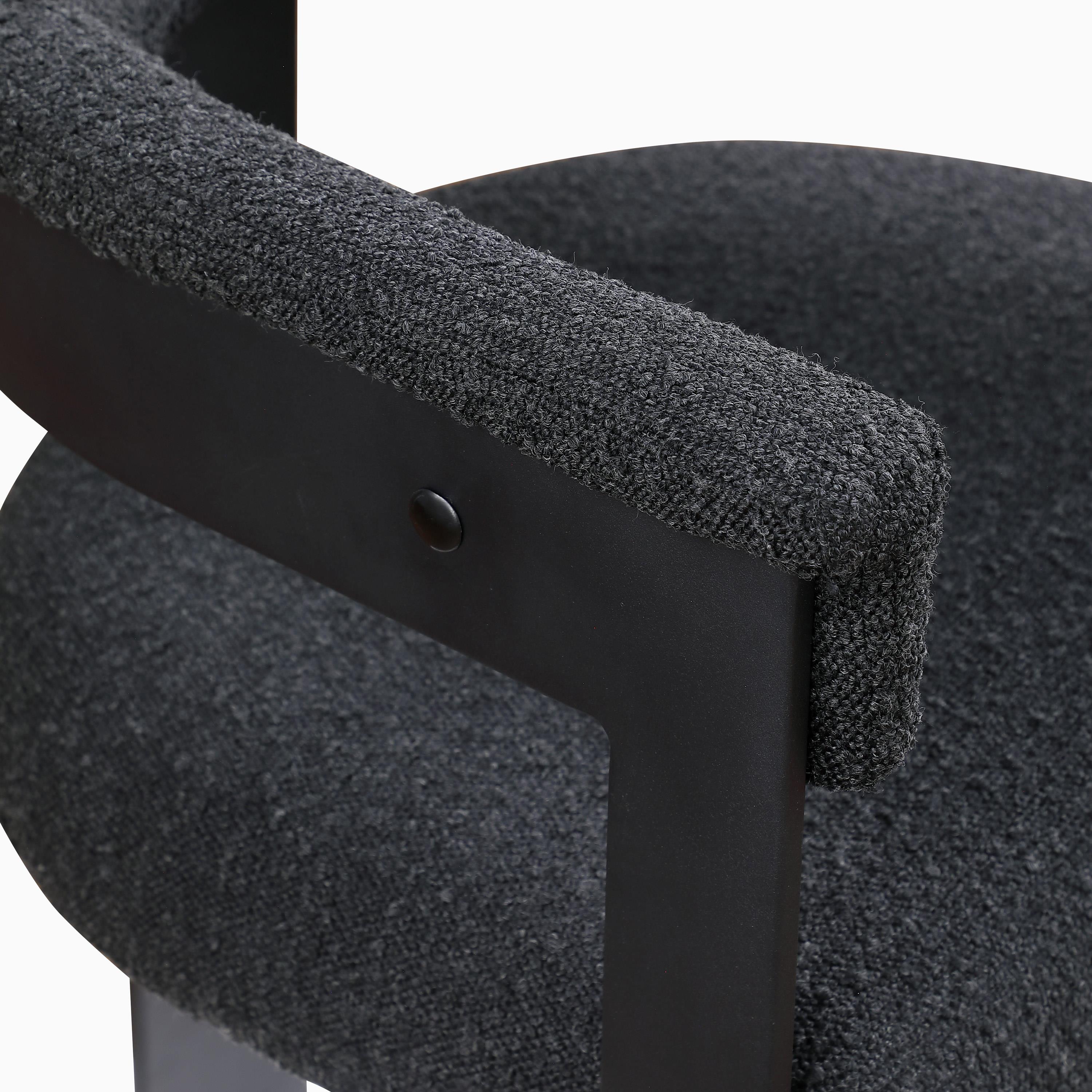 Meridian Romeo Black Boucle Fabric Dining Chair