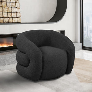 Meridian Roxbury Black Boucle Fabric Swivel Accent Chair