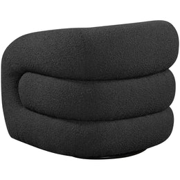Meridian Roxbury Black Boucle Fabric Swivel Accent Chair