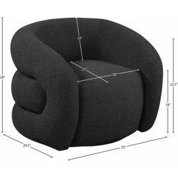 Meridian Roxbury Black Boucle Fabric Swivel Accent Chair