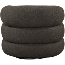 Meridian Roxbury Brown Boucle Fabric Swivel Accent Chair