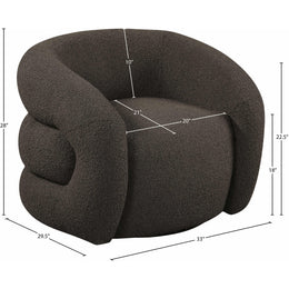 Meridian Roxbury Brown Boucle Fabric Swivel Accent Chair