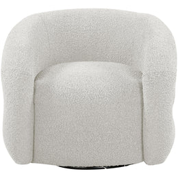 Meridian Roxbury Cream Boucle Fabric Swivel Accent Chair