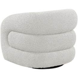 Meridian Roxbury Cream Boucle Fabric Swivel Accent Chair
