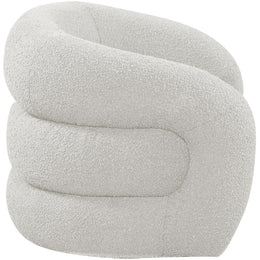 Meridian Roxbury Cream Boucle Fabric Swivel Accent Chair