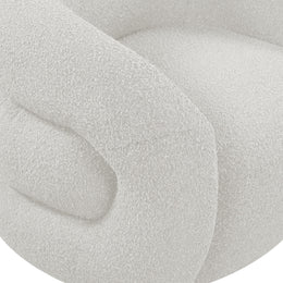 Meridian Roxbury Cream Boucle Fabric Swivel Accent Chair