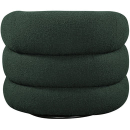 Meridian Roxbury Green Boucle Fabric Swivel Accent Chair